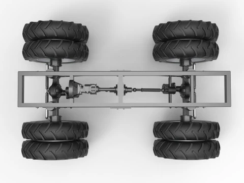 Fahrgestell eines Vintage-Monstertrucks mit Doppelr&auml;dern im Ma&szlig;stab 1 bis 25 3D Druckmodell