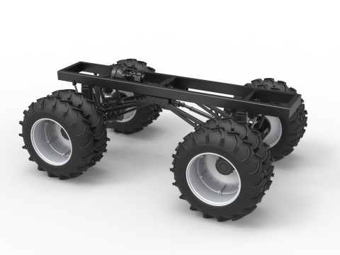 Chassis of Vintage Monster Truck with double wheels Scale 1 to 25 3D Принт Модель