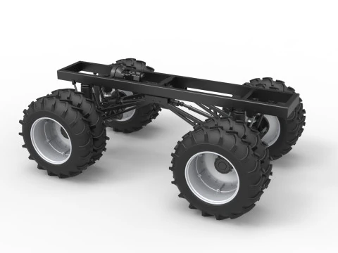 Fahrgestell eines Vintage-Monstertrucks mit Doppelr&auml;dern im Ma&szlig;stab 1 bis 25 3D Druckmodell