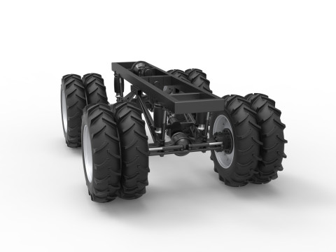 Chassis of Vintage Monster Truck with double wheels Scale 1 to 25 3D Принт Модель