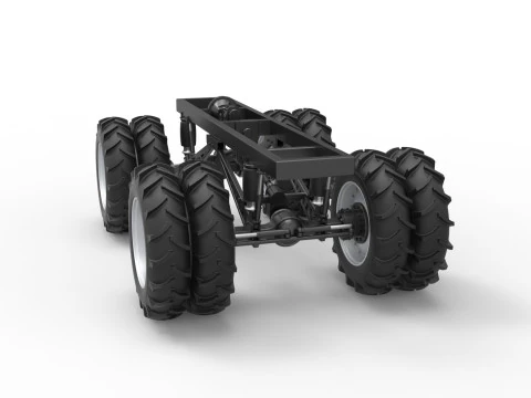 Fahrgestell eines Vintage-Monstertrucks mit Doppelr&auml;dern im Ma&szlig;stab 1 bis 25 3D Druckmodell
