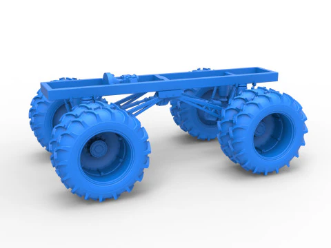 Fahrgestell eines Vintage-Monstertrucks mit Doppelr&auml;dern im Ma&szlig;stab 1 bis 25 3D Druckmodell