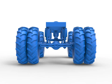 Fahrgestell eines Vintage-Monstertrucks mit Doppelr&auml;dern im Ma&szlig;stab 1 bis 25 3D Druckmodell