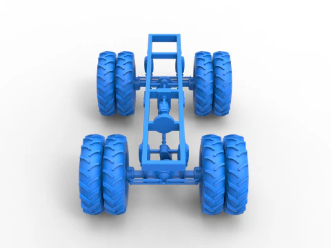 Fahrgestell eines Vintage-Monstertrucks mit Doppelr&auml;dern im Ma&szlig;stab 1 bis 25 3D Druckmodell