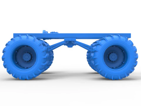 Fahrgestell eines Vintage-Monstertrucks mit Doppelr&auml;dern im Ma&szlig;stab 1 bis 25 3D Druckmodell