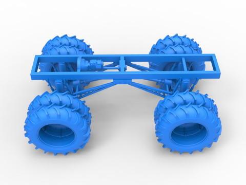 Chassis of Vintage Monster Truck with double wheels Scale 1 to 25 3D Принт Модель