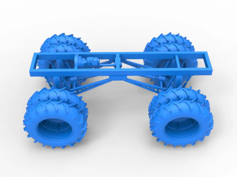 Fahrgestell eines Vintage-Monstertrucks mit Doppelr&auml;dern im Ma&szlig;stab 1 bis 25 3D Druckmodell