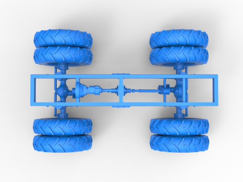 Chassis of Vintage Monster Truck with double wheels Scale 1 to 25 3D Принт Модель