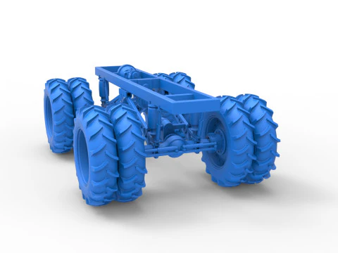Fahrgestell eines Vintage-Monstertrucks mit Doppelr&auml;dern im Ma&szlig;stab 1 bis 25 3D Druckmodell