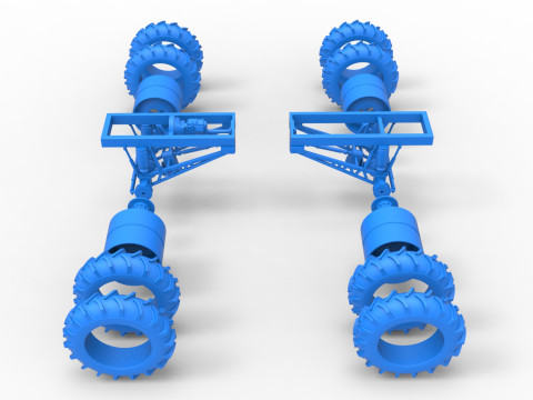 Chassis of Vintage Monster Truck with double wheels Scale 1 to 25 3D Принт Модель