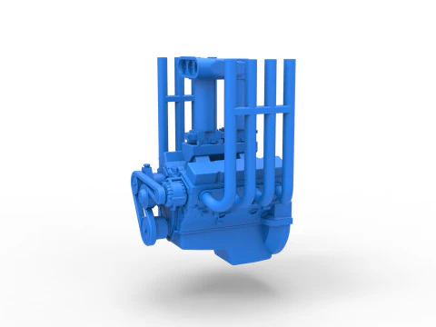 Engine V8 for Vintage Monster truck Scale 1 to 25 3D Print Model