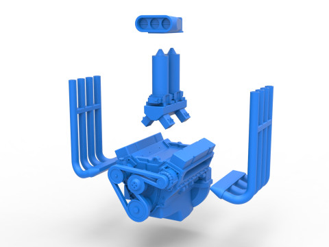 Engine V8 for Vintage Monster truck Scale 1 to 25 Modelo de impresión 3D