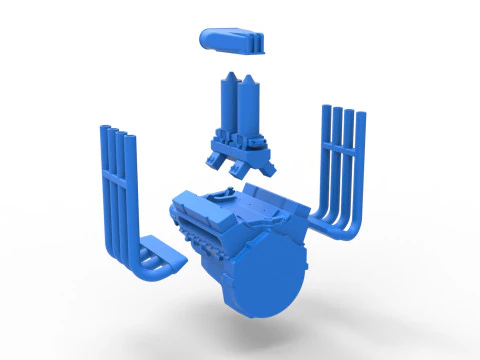 Engine V8 for Vintage Monster truck Scale 1 to 25 3D Print Model