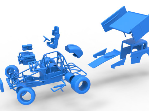 New Zealand Modified stock car while turning Scale 1 to 25 3D Print Model