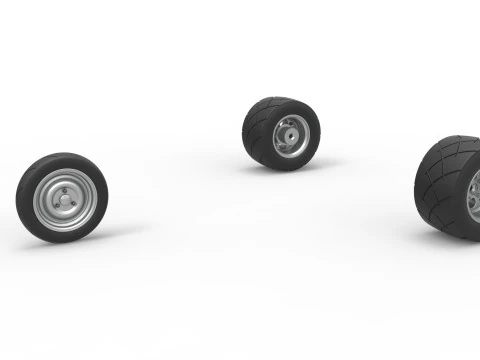 Conjunto de Rodas do carro Ape proto Escala 1 a 25 Modelo de Impressão 3D