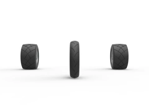 Conjunto de Rodas do carro Ape proto Escala 1 a 25 Modelo de Impressão 3D