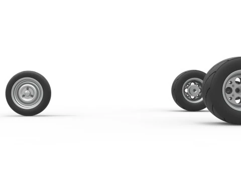 Conjunto de Rodas do carro Ape proto Escala 1 a 25 Modelo de Impressão 3D