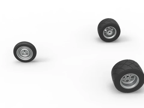 Conjunto de Rodas do carro Ape proto Escala 1 a 25 Modelo de Impressão 3D