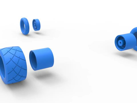 Conjunto de Rodas do carro Ape proto Escala 1 a 25 Modelo de Impressão 3D