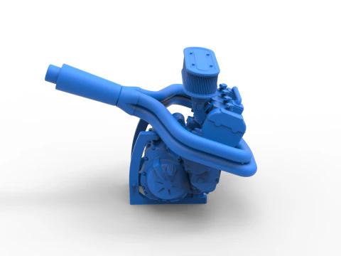 Motor do carro Ape proto Escala 1 a 25 Modelo de Impressão 3D