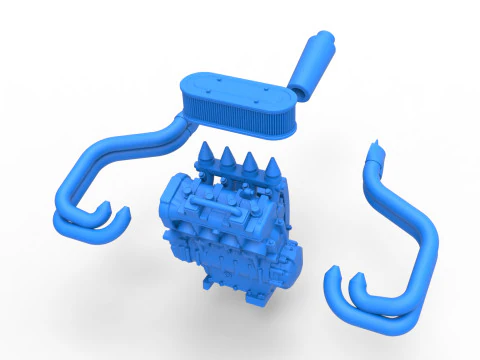 Motor do carro Ape proto Escala 1 a 25 Modelo de Impressão 3D