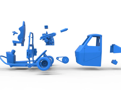 Ape car proto enquanto gira a escala 1 a 25 Modelo de Impressão 3D