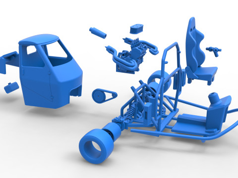 Ape car proto while turning Scale 1 to 25 Model Cetak 3D