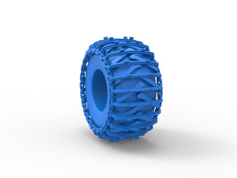 Tire of Timberjack with single wheel track Scale 1 to 25 3D Print Model