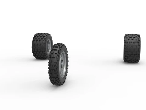 Conjunto de Rodas do carro Ape proto para sujeira Escala 1 a 25 Modelo de Impressão 3D