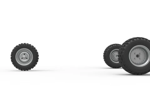 Conjunto de Rodas do carro Ape proto para sujeira Escala 1 a 25 Modelo de Impressão 3D