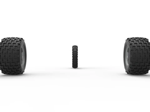Conjunto de Rodas do carro Ape proto para sujeira Escala 1 a 25 Modelo de Impressão 3D