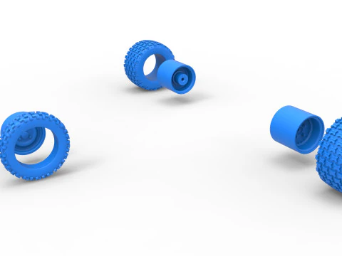 Conjunto de Rodas do carro Ape proto para sujeira Escala 1 a 25 Modelo de Impressão 3D