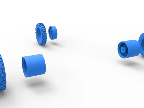 Conjunto de Rodas do carro Ape proto para sujeira Escala 1 a 25 Modelo de Impressão 3D