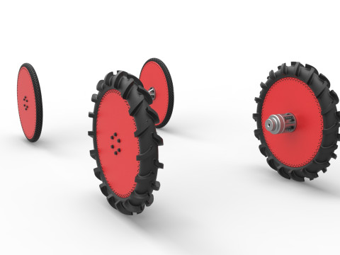 Wheel Set of Swamp buggy Scale 1 to 25 3D Print Model