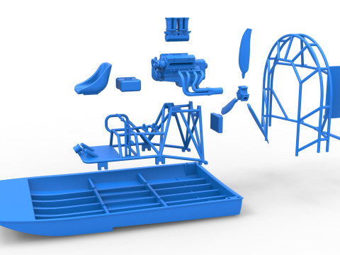 Drag racing Airboat Scale 1 to 25 Model Cetak 3D