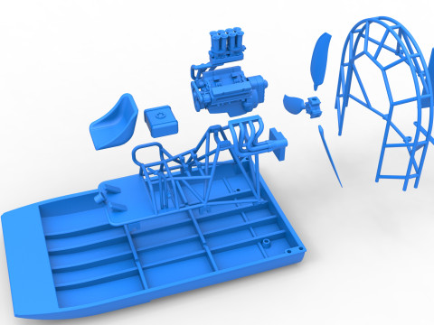 Drag racing Airboat Scale 1 to 25 Model Cetak 3D
