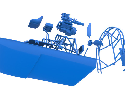 Drag racing Airboat Scale 1 to 25 Model Cetak 3D
