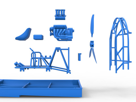 Drag racing Airboat Scale 1 to 25 Model Cetak 3D