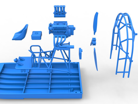 Drag racing Airboat Scale 1 to 25 Model Cetak 3D