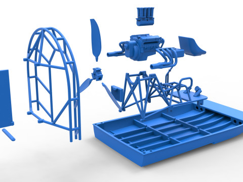 Drag racing Airboat Scale 1 to 25 Model Cetak 3D