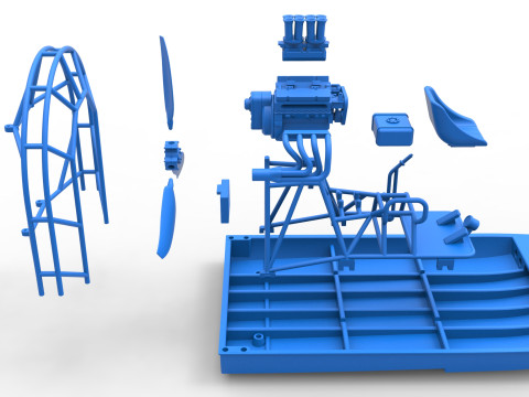 Drag racing Airboat Scale 1 to 25 Model Cetak 3D