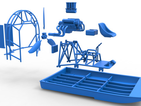 Drag racing Airboat Scale 1 to 25 Model Cetak 3D