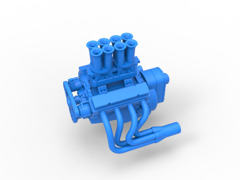 Engine of Drag racing Airboat Scale 1 to 25 Modèles 3D en vedette