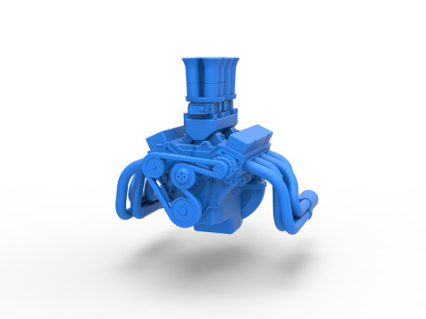 Engine of Drag racing Airboat Scale 1 to 25 Modèles 3D en vedette