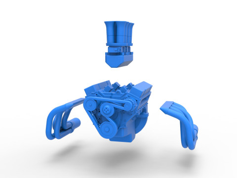 Engine of Drag racing Airboat Scale 1 to 25 Modèles 3D en vedette