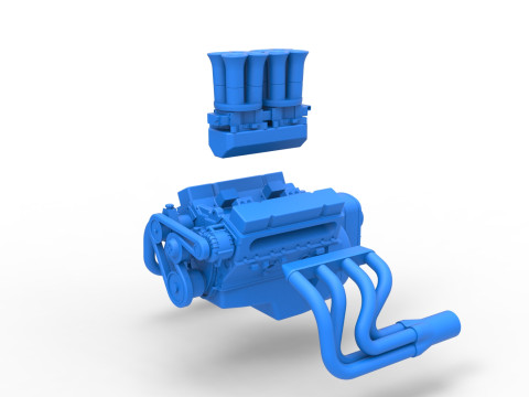 Engine of Drag racing Airboat Scale 1 to 25 Modèles 3D en vedette