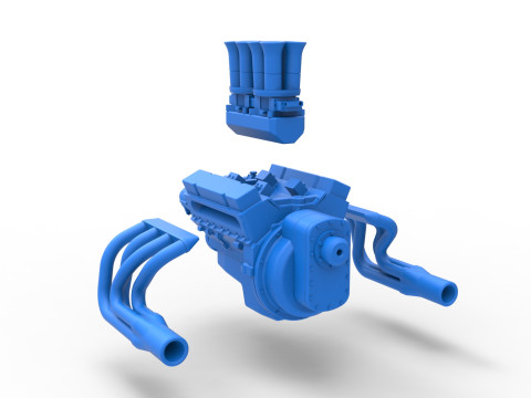 Engine of Drag racing Airboat Scale 1 to 25 Modèles 3D en vedette