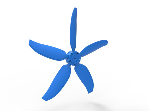 5 Blade Propeller of Drag racing Airboat Scale 1 to 25 3D Print Model