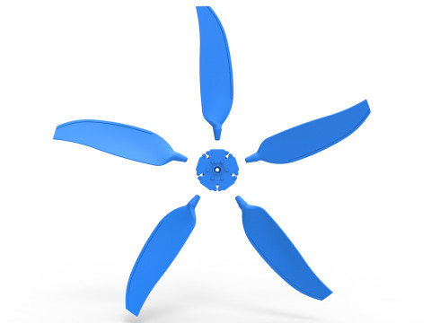5 Blade Propeller of Drag racing Airboat Scale 1 to 25 3D Print Model