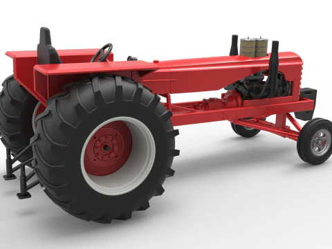 Vintage Small block Pulling tractor Scale 1 to 25 3D Print Model